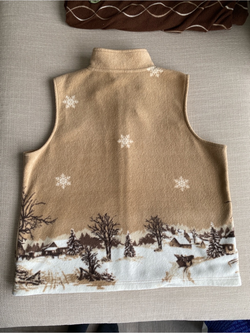 Northern Reflections Vintage Brown and White Fleece Vest Extra Large - Picture 8 of 11
